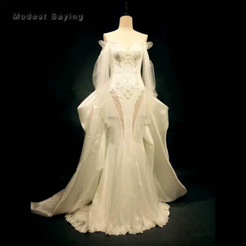High Quality Royal Mermaid Beaded Lace Wedding Dresses 2018 Monarch Church Long Sleeves Bridal Gown Custom Made vestido de noiva
High Quality Royal Mermaid Beaded Lace Wedding Dresses 2018 Monarch Church Long Sleeves Bridal Gown Custom Made vestido de noiva