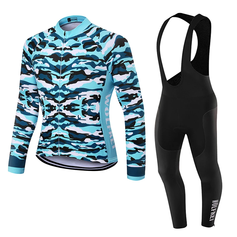 WOLFKEI 2019 новый камуфляж осень Ropa Ciclismo Vélo/MTB велосипеда Майо длинный комбинезон