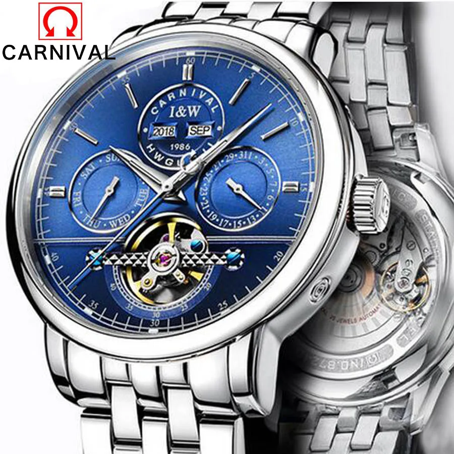 Carnival Luxury Brand Tourbillon Sports Men Watches Perpetual Calendar Multifunction Mechanical Watch Waterproof Business Clock
Carnival Luxury Brand Tourbillon Sports Men Watches Perpetual Calendar Multifunction Mechanical Watch Waterproof Business Clock