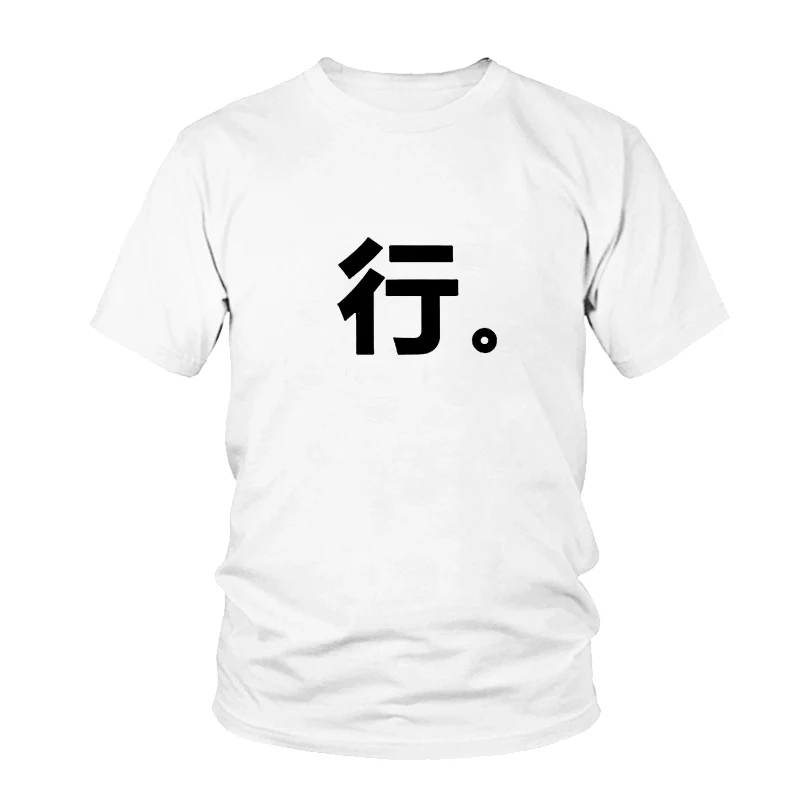 

Women's Chinese Character OK Print Casual T-shirt For Women Lovers Summer Size S-3XL Tops Short Sleeve Cotton White T Shirts