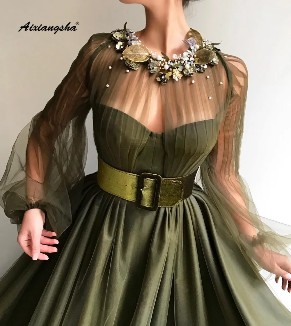De Soiree Dark Green Sleeve Evening Dresses A-Line O-Neck Sheer Tulle Long Formal Evening Dress Formal Party Dress
De Soiree Dark Green Sleeve Evening Dresses A-Line O-Neck Sheer Tulle Long Formal Evening Dress Formal Party Dress