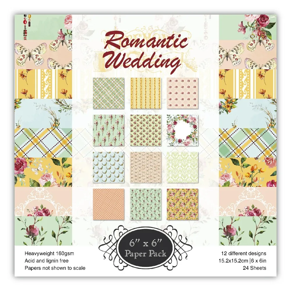 DIY ramantic wedding style Scrapbooking paper pack of 24 sheets handmade craft paper craft Background pad
DIY ramantic wedding style Scrapbooking paper pack of 24 sheets handmade craft paper craft Background pad