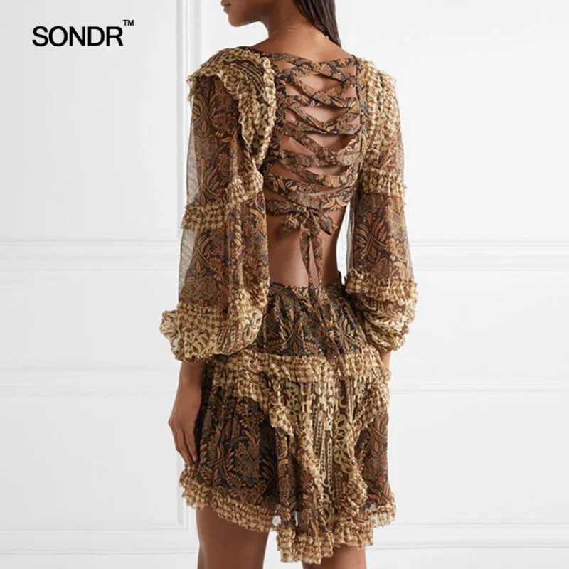 SONDR Sexy Print Dress Female V Neck Lantern Long Sleeve Hollow Out High Waist Bandage Dresses Women 2019 Spring Fashion
SONDR Sexy Print Dress Female V Neck Lantern Long Sleeve Hollow Out High Waist Bandage Dresses Women 2019 Spring Fashion