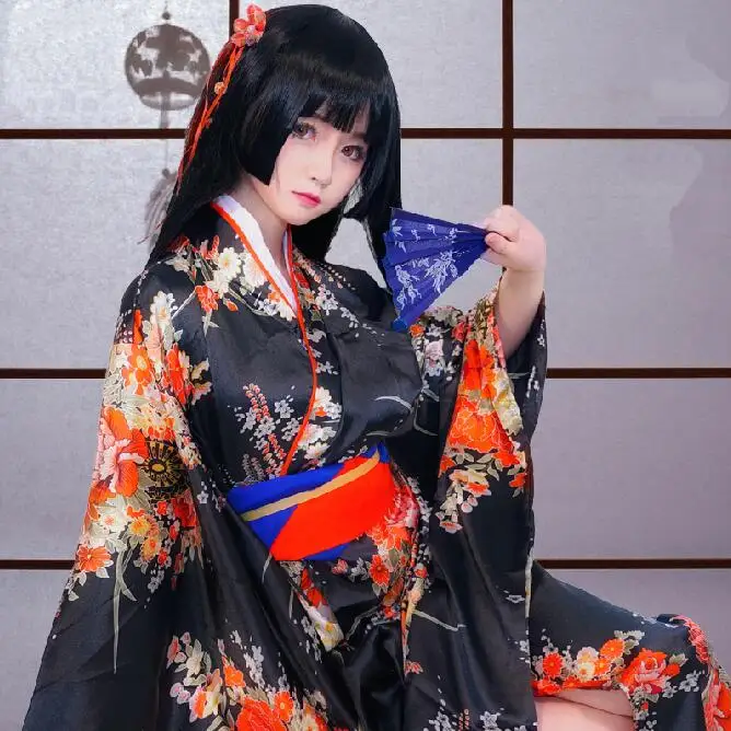 Фото Полный комплект японского аниме Jigoku Shoujo Enma Ai платье горничной кимоно униформа