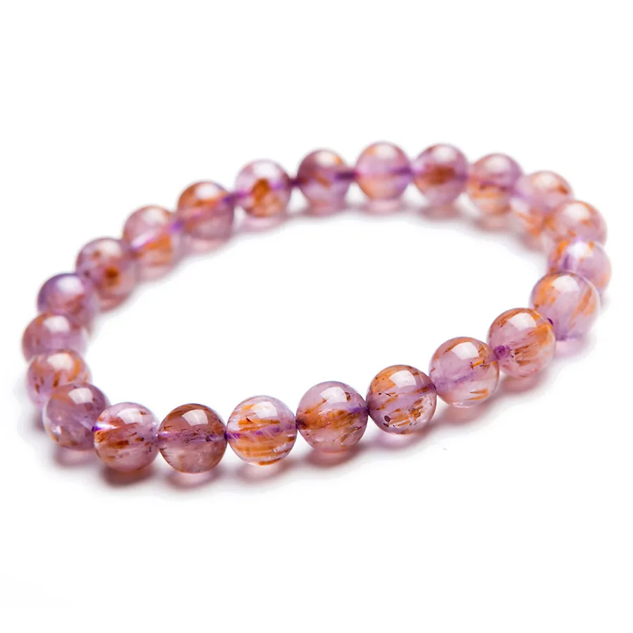 Genuine Natural Purple Gold Cacoxenite Rutilated Quartz Crystal Round Beads Women Stretch Bracelets 8mm
Genuine Natural Purple Gold Cacoxenite Rutilated Quartz Crystal Round Beads Women Stretch Bracelets 8mm