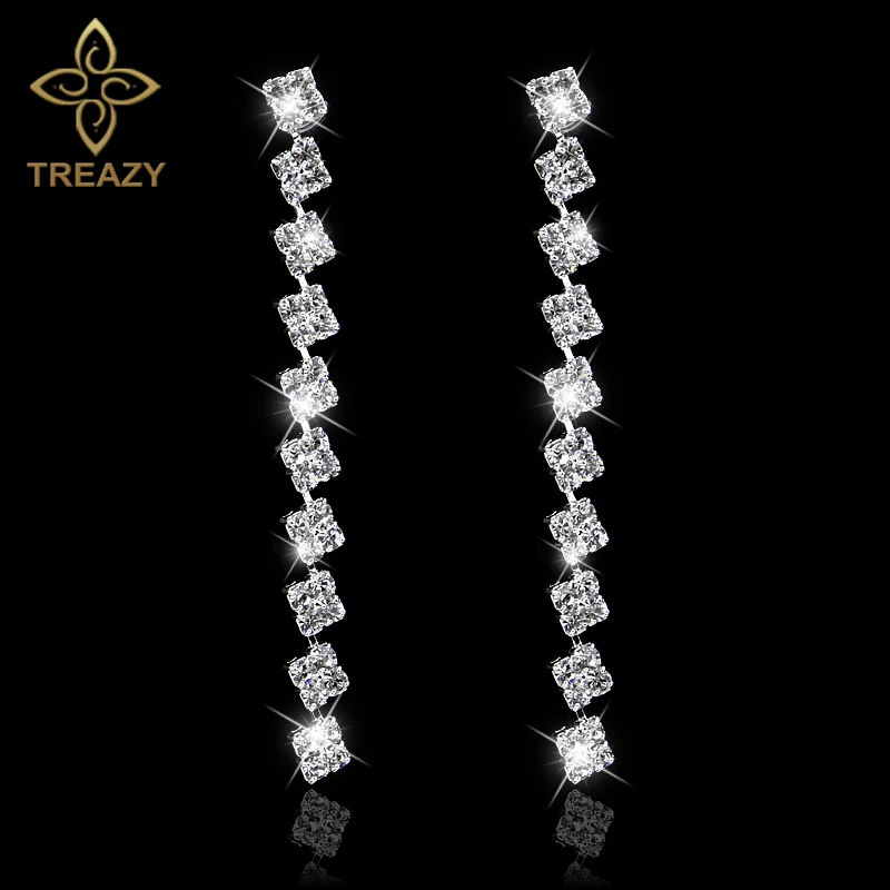 TREAZY Squares Shape Bridal Long Earrings Diamante Silver Color Rhinestone Crystal Dangle Earrings For Women Wedding Accessories
TREAZY Squares Shape Bridal Long Earrings Diamante Silver Color Rhinestone Crystal Dangle Earrings For Women Wedding Accessories