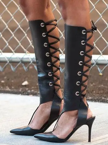 Drop Shipping Summer New Brand Woman Cheap High Quality Black Cuts Out Gladiator Pointed Toe Knee High Long Boots Plus Size Shoe
Drop Shipping Summer New Brand Woman Cheap High Quality Black Cuts Out Gladiator Pointed Toe Knee High Long Boots Plus Size Shoe