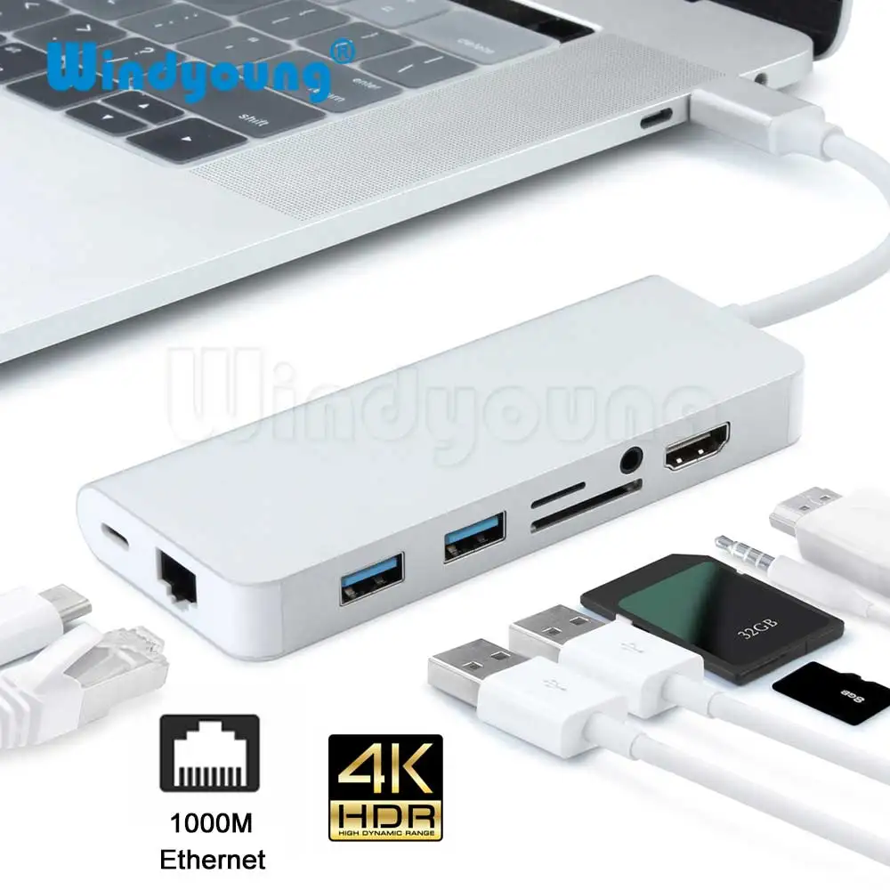 USB 3.0 Type-C Hub к 4K HDMI 3,1 мм аудио RJ45 Gigabit Ethernet адаптер с Type C PD зарядкой SD TF кардридер USB 3,5 Hub
USB 3.0 Type-C Hub к 4K HDMI 3,1 мм аудио RJ45 Gigabit Ethernet адаптер с Type C PD зарядкой SD TF кардридер USB 3,5 Hub