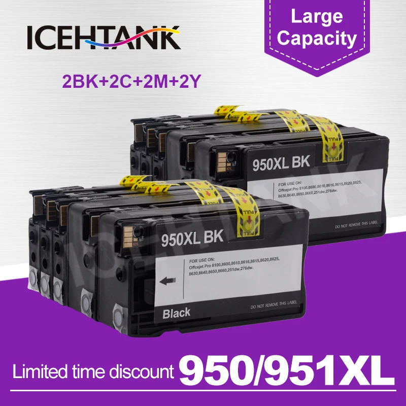 ICEHTANK Compatible For HP 950XL 951XL For HP 950 951 Ink Cartridges Officejet Pro 8100 8600 8610 8615 8620 8625 251dw 276w
ICEHTANK Compatible For HP 950XL 951XL For HP 950 951 Ink Cartridges Officejet Pro 8100 8600 8610 8615 8620 8625 251dw 276w
