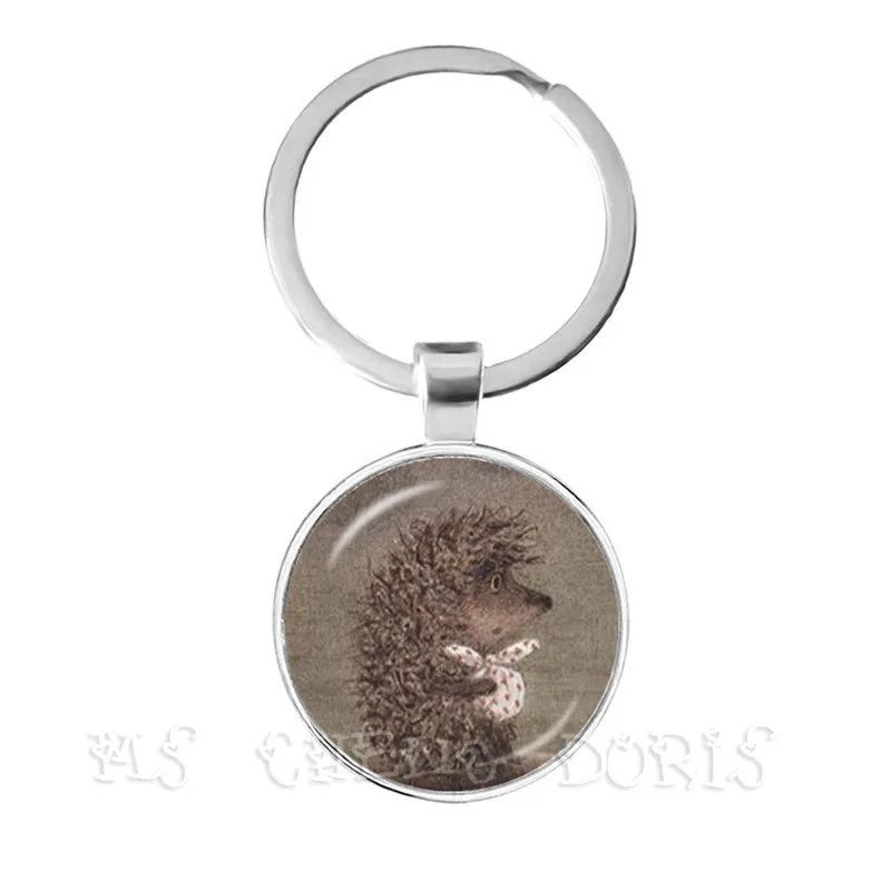 Little Hedgehog In The Fog Key Chains 25mm Glass Dome Keychain Yozhik v tumane Creative Jewelry For Women Men Kids Gift | Украшения и