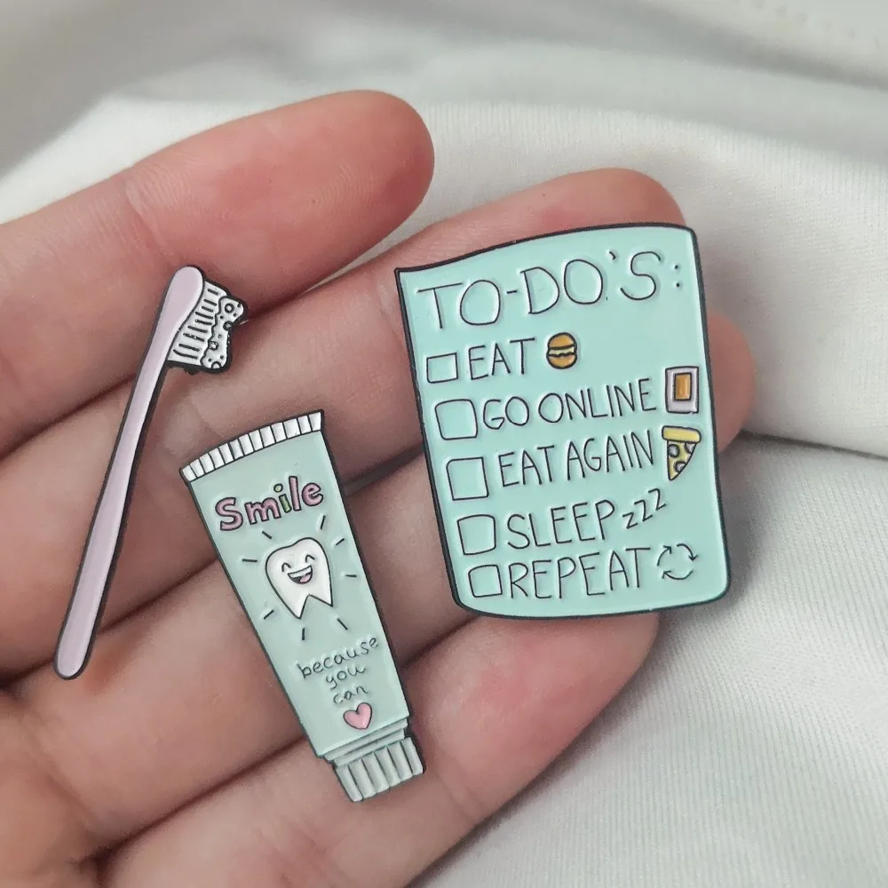 Cute Cartoon Toothbrush Toothpaste TO DO List Daily Supplies Enamel Pins Brooch Decoration Badge Gift Denim Jackets Lapel Pin
Cute Cartoon Toothbrush Toothpaste TO DO List Daily Supplies Enamel Pins Brooch Decoration Badge Gift Denim Jackets Lapel Pin