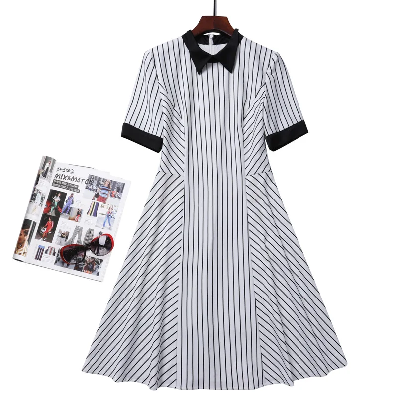 Europe 2018 Spring And Summer Dress Ukraine New Lapel Stripe Short Sleeve Vestidos Office Lady Dress Women Plus Size
Europe 2018 Spring And Summer Dress Ukraine New Lapel Stripe Short Sleeve Vestidos Office Lady Dress Women Plus Size