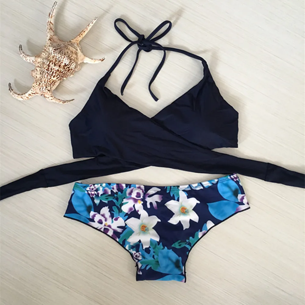 summer Sexy Women halter Set Swimwear Push-Up Padded Bra Spandex Beachwearr z