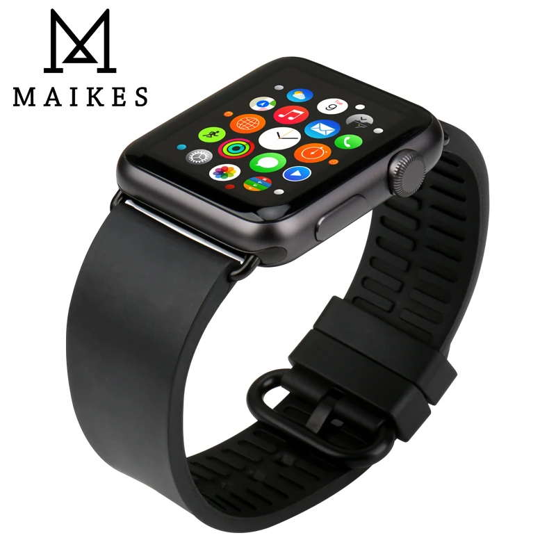MAIKES Watch Accessories Black Fashion Sports Rubber For Apple Watch bands 44mm 40mm Apple Watch band 42mm 38mm iWatch 4 3 2 1
MAIKES Watch Accessories Black Fashion Sports Rubber For Apple Watch bands 44mm 40mm Apple Watch band 42mm 38mm iWatch 4 3 2 1