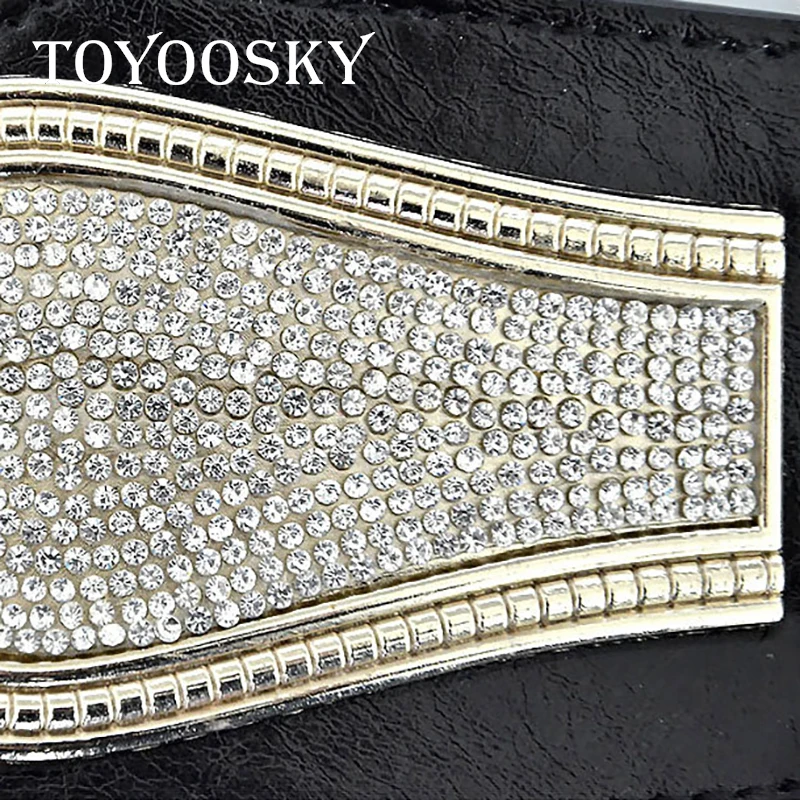 Женский ремень с двойной пряжкой TOYOOSKY черный кожаный в западном стиле