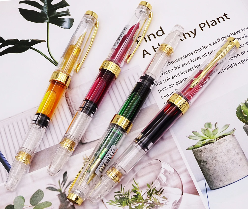 4PCS Wing Sung 3011 Fountain Pen Piston Fully Transparent Wingsung Golden Arrow Clip Iridium F Nib Ink Pen Office School Gift
4PCS Wing Sung 3011 Fountain Pen Piston Fully Transparent Wingsung Golden Arrow Clip Iridium F Nib Ink Pen Office School Gift
