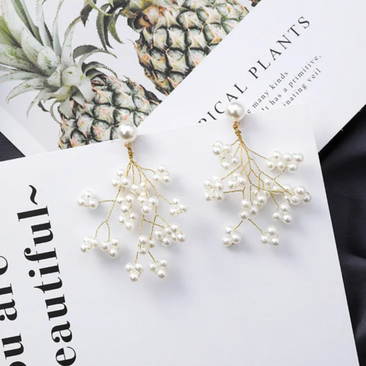 Fashion Pear Alloy Branch Long Dangle Earrings for Elegant Women Bridal Wedding Jewelry Bohemian | Украшения и аксессуары