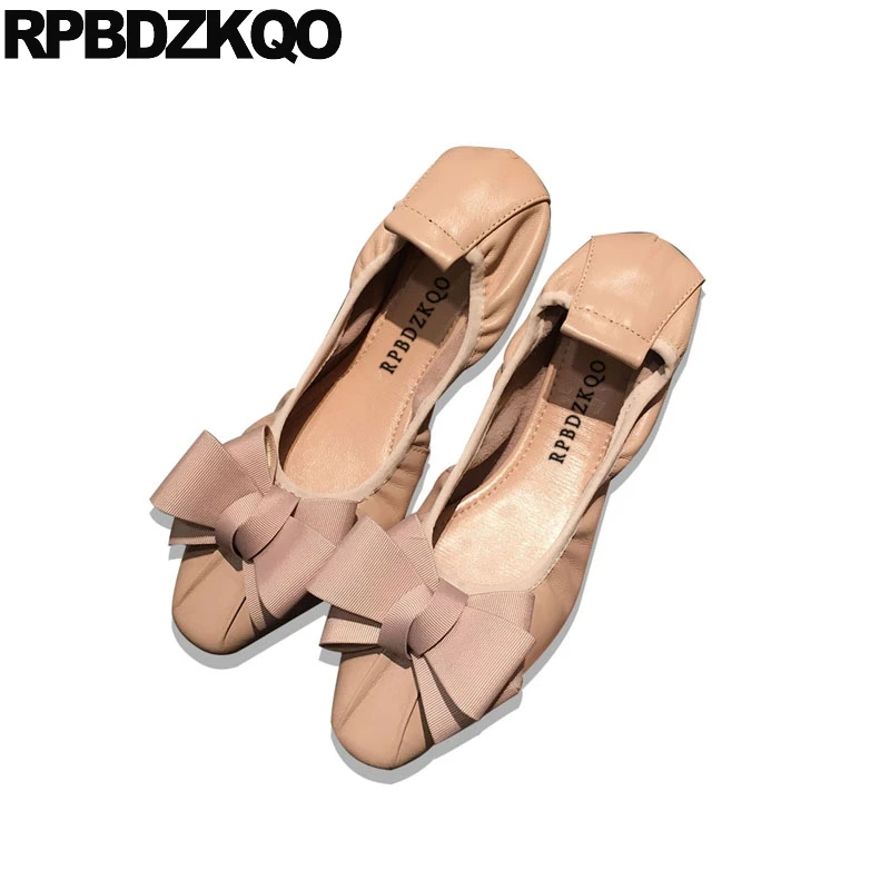 Bow Foldable Ballet Flats Women Pink Kawaii Chinese Roll Up Cute Ladies Genuine Leather Ballerina Shoes Large Size Square Toe
Bow Foldable Ballet Flats Women Pink Kawaii Chinese Roll Up Cute Ladies Genuine Leather Ballerina Shoes Large Size Square Toe
