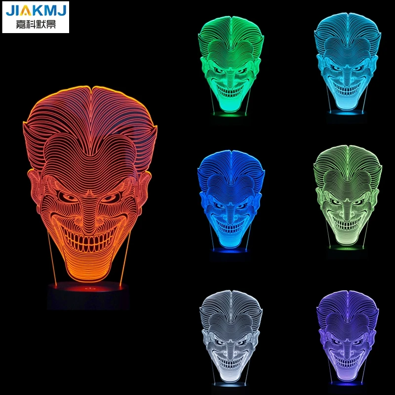 Настольная 3d-лампа с USB-разъемом, перезаряжаемый Джокер, светодиодная Ночная праздничная подарочная игрушка, мигающая Светодиодная лампа с визуальной иллюзией светодиодный украшения комнаты
Настольная 3d-лампа с USB-разъемом, перезаряжаемый Джокер, светодиодная Ночная праздничная подарочная игрушка, мигающая Светодиодная лампа с визуальной иллюзией светодиодный украшения комнаты