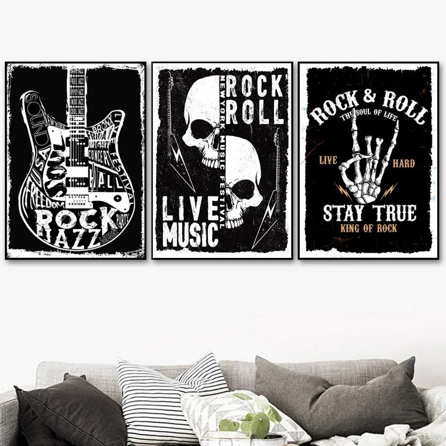 Rock And Roll Live Music Guitar Vintage Nordic Poster And Prints Wall Art Canvas Painting Wall Pictures For Night Club Bar Decor
Rock And Roll Live Music Guitar Vintage Nordic Poster And Prints Wall Art Canvas Painting Wall Pictures For Night Club Bar Decor