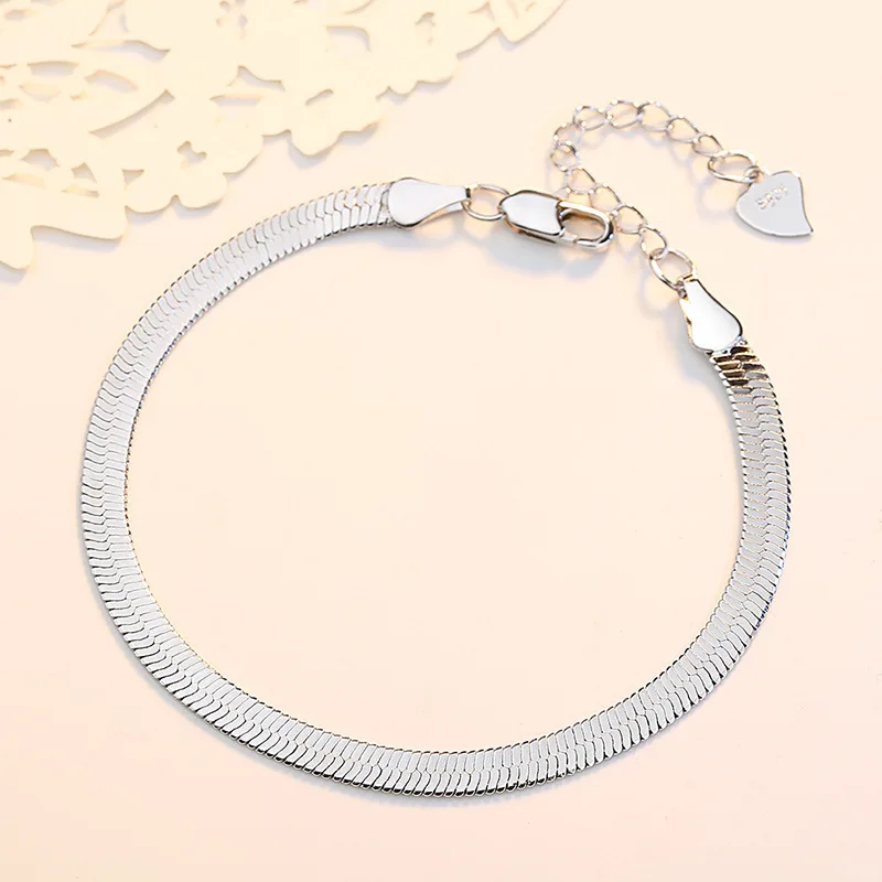 Женский браслет-цепочка из стерлингового серебра со змеиным узором ювелирное