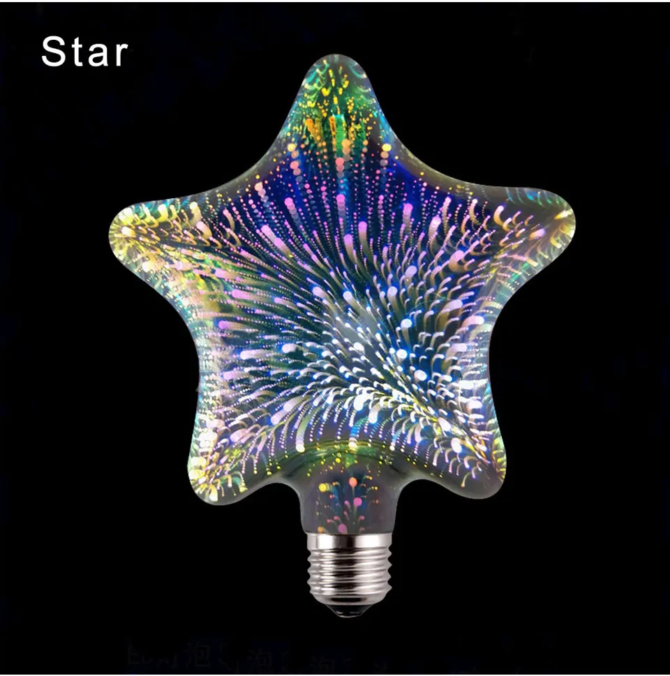 2019 3D Colourful Star LED Edison Bulb E27 220VLamp Decoration Novelty Light A60 ST64 G80 G95 G125 Holiday Wedding Party Ampoule
2019 3D Colourful Star LED Edison Bulb E27 220VLamp Decoration Novelty Light A60 ST64 G80 G95 G125 Holiday Wedding Party Ampoule