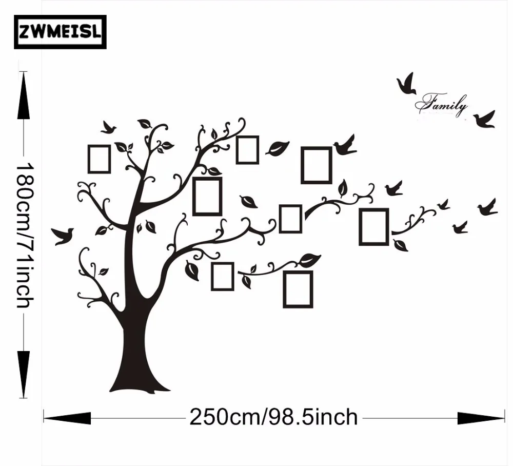ZW большой размер 200*260 см красочные DIY фото виниловые Стикеры дерево для гостиной