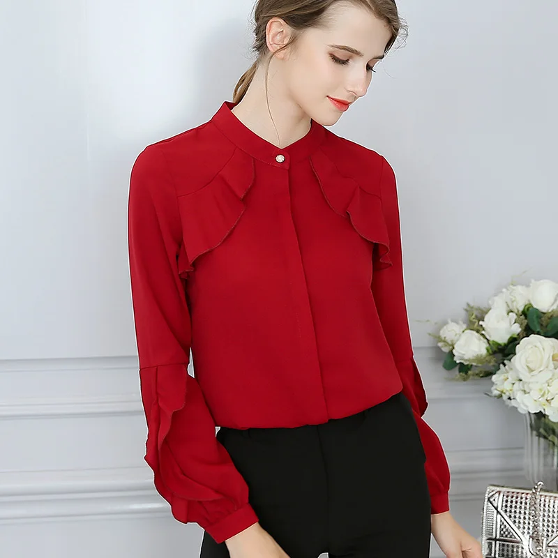women polyester blouse long sleeve wine red O neck tops summer autumn Korean fashion shirt female casual clothing
women polyester blouse long sleeve wine red O neck tops summer autumn Korean fashion shirt female casual clothing