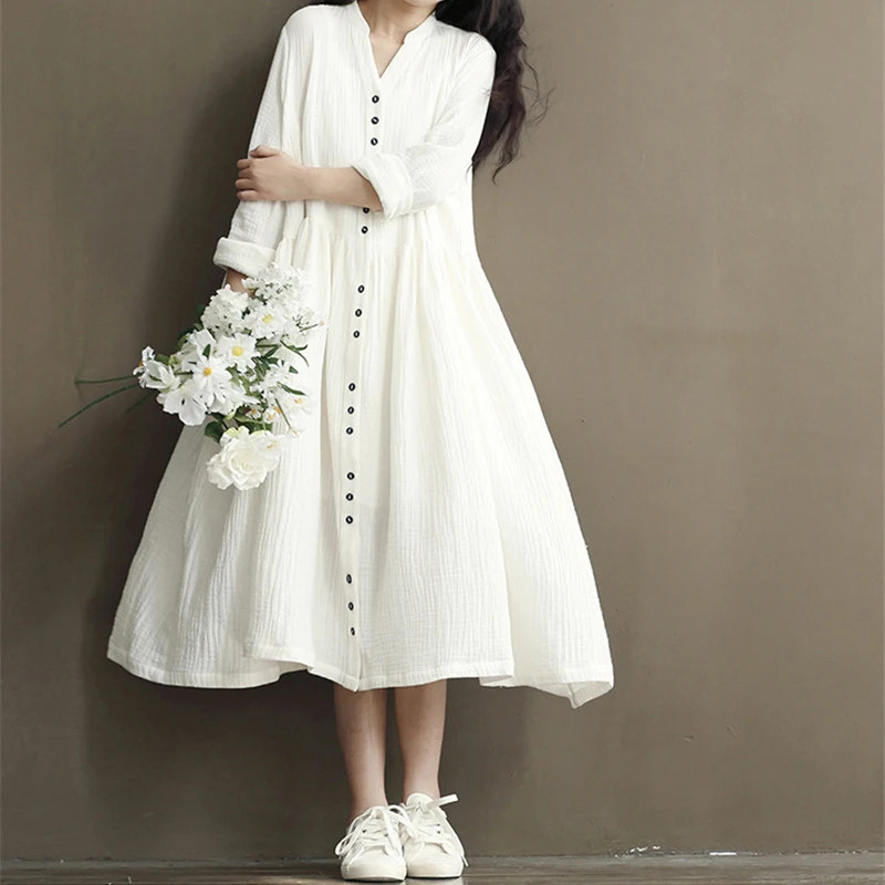 Cotton Linen White Color Women Dress 2020 Spring New Long Sleeve Stand Neck Loose Bat Sleeve Irregular Dresses
Cotton Linen White Color Women Dress 2020 Spring New Long Sleeve Stand Neck Loose Bat Sleeve Irregular Dresses