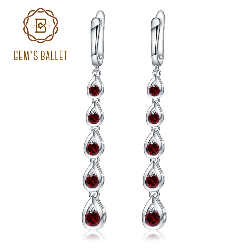 GEM'S BALLET Solid 925 Sterling Silver Drop Earrings 3.07Ct Natural Red Garnet Gemstone Long Earrings Fine Jewelry For Women
GEM'S BALLET Solid 925 Sterling Silver Drop Earrings 3.07Ct Natural Red Garnet Gemstone Long Earrings Fine Jewelry For Women