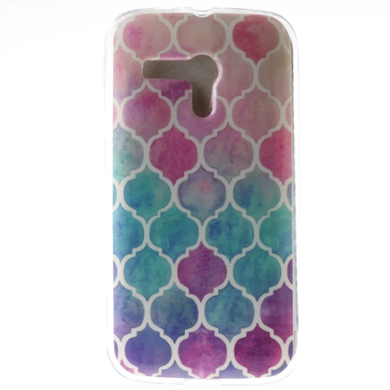 Fashion Rainbow Rhomb Flowers Soft Silicone TPU Back Cover Case For Motorola Moto G XT1028/XT1031/XT1032 Cases |