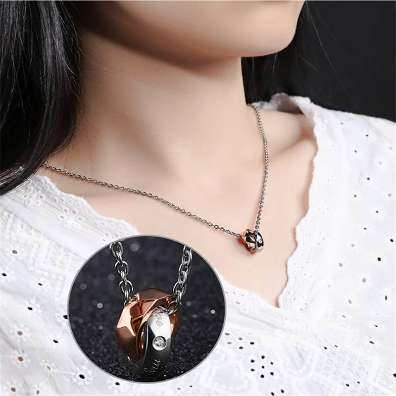 Fashion Cubic Zirconia Jewelry Women's Men's Stainless Steel Two Tone Double Engraved Pendant Couples Necklace Men Women
Fashion Cubic Zirconia Jewelry Women's Men's Stainless Steel Two Tone Double Engraved Pendant Couples Necklace Men Women