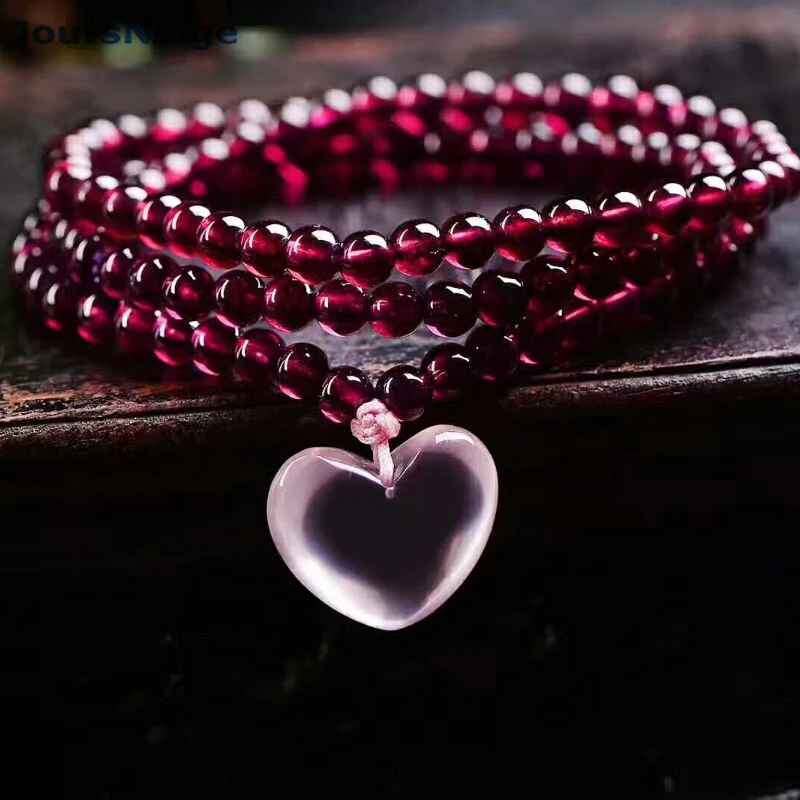 Wholesale Natural Garnet Stone Bracelets Wine Red Bead With Pink Heart pendant Bracelet for Women Crystal Multilayer Jewelry
Wholesale Natural Garnet Stone Bracelets Wine Red Bead With Pink Heart pendant Bracelet for Women Crystal Multilayer Jewelry