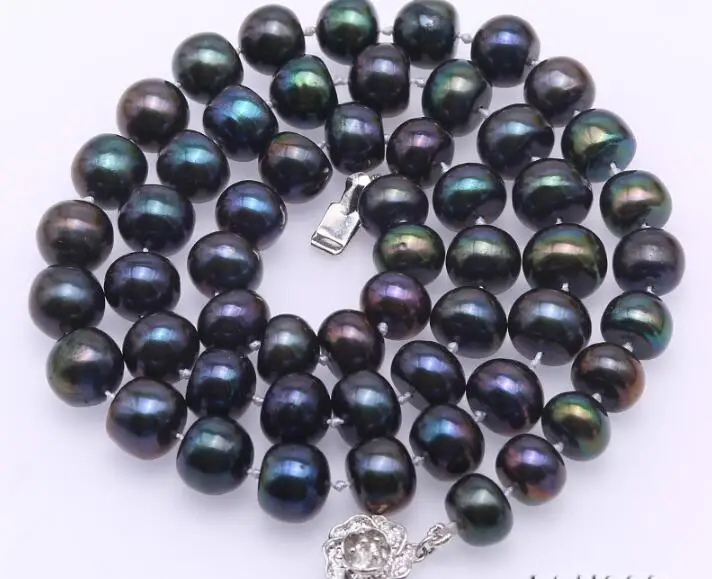 Women Jewelry natural pearl 9mm black green colors 925 silver flower clasp necklace Natural freshwater pearl gift 17'' 43cm
Women Jewelry natural pearl 9mm black green colors 925 silver flower clasp necklace Natural freshwater pearl gift 17'' 43cm