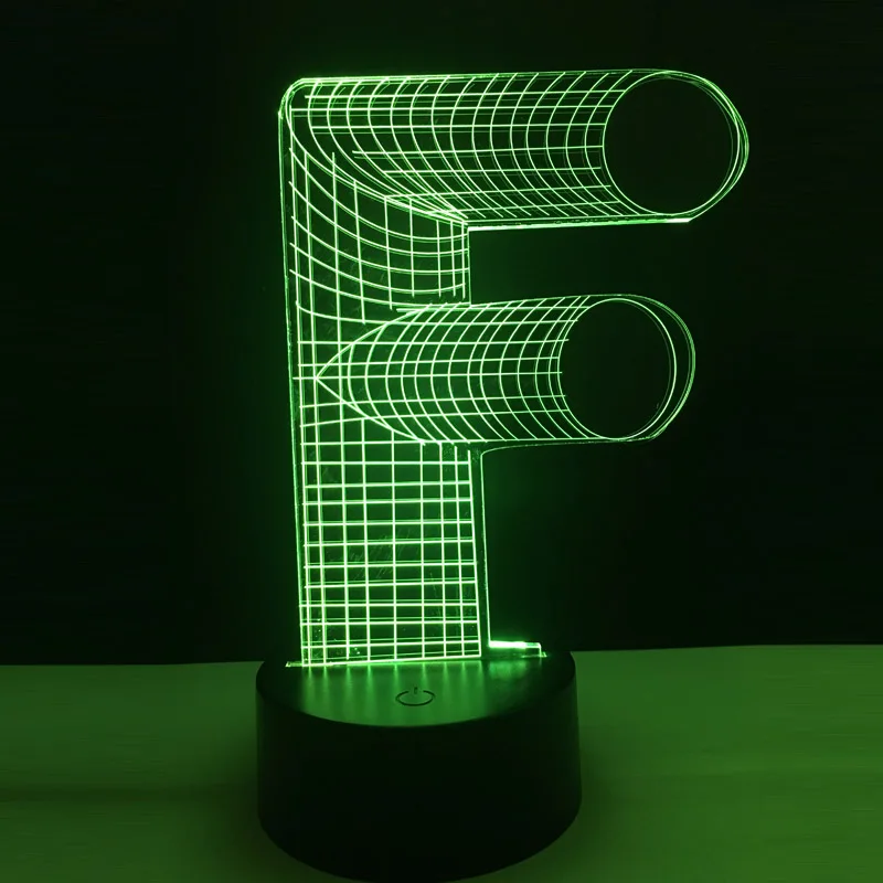 Novelty 3D Alphabet Lamp Letter F 7 color changing Desk Table Led bulb nightlight home bar decoration Christmas New Year Present
Novelty 3D Alphabet Lamp Letter F 7 color changing Desk Table Led bulb nightlight home bar decoration Christmas New Year Present