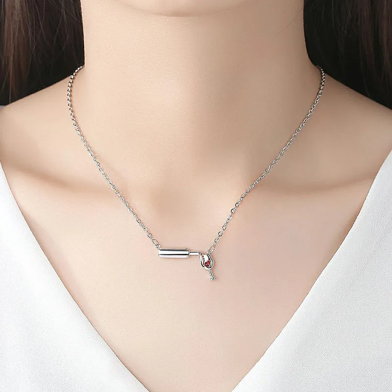 Rose Gold Color Creative Wine Glass Pendant Necklace for Women AAA Zircon Red Heart Wine Cup Charm Necklace Choker Short
Rose Gold Color Creative Wine Glass Pendant Necklace for Women AAA Zircon Red Heart Wine Cup Charm Necklace Choker Short