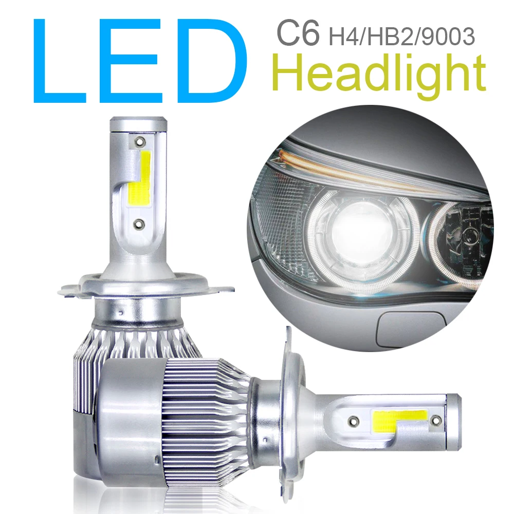 2 Pcs H4 / HB2 / 9003 C6 COB LED Car Headlight Kit 10800LM 6000K White Light 120W Hi / Lo Light Turbo Car Light Bulbs
2 Pcs H4 / HB2 / 9003 C6 COB LED Car Headlight Kit 10800LM 6000K White Light 120W Hi / Lo Light Turbo Car Light Bulbs