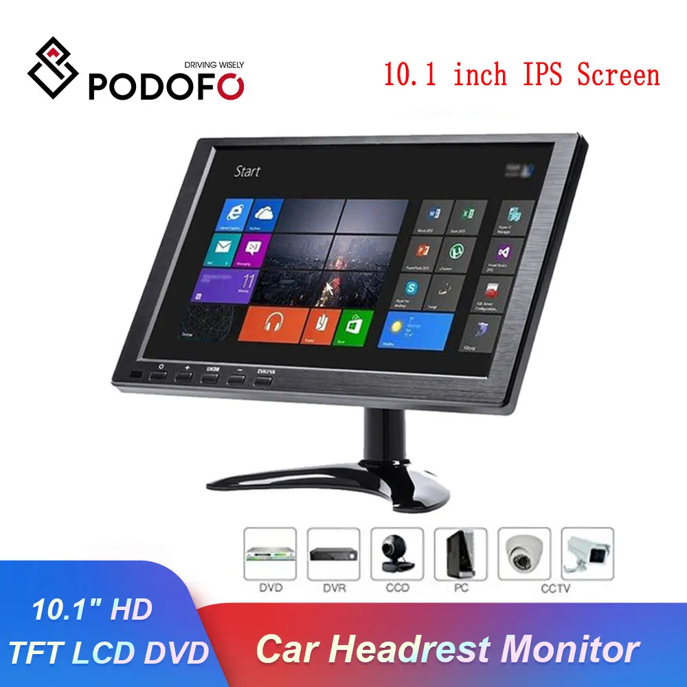 Podofo автомобильный монитор 10 1 "1280x800 HD ips экран HDMI VGA AV Автомобильный подголовник