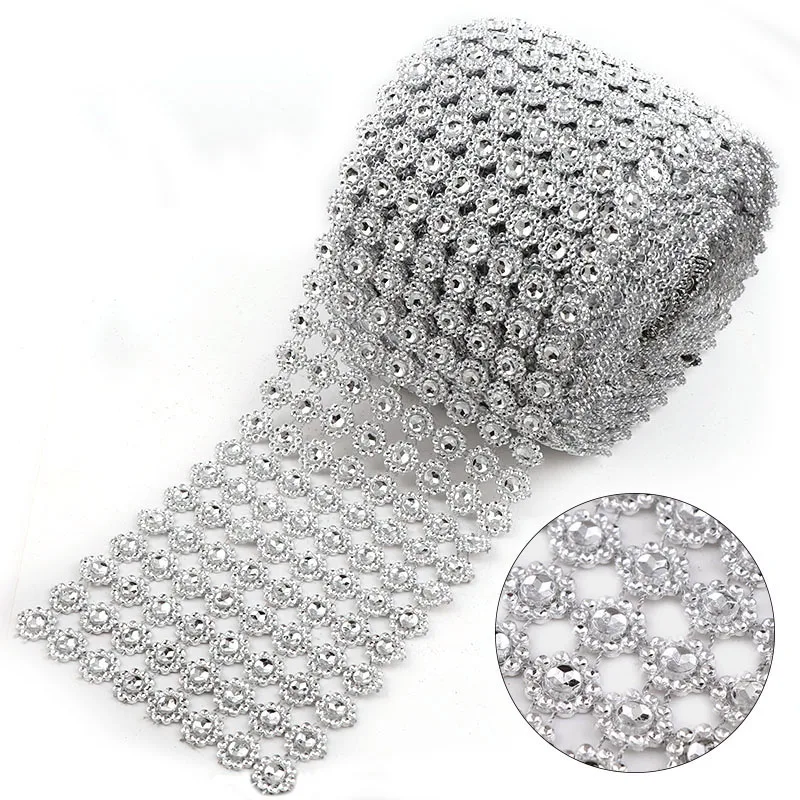 8 Rows 14mm Sunflower Rhinestone Mesh Trim (Without Rhinestone) Silver ABS Plastic Sew On For DIY Craft Jewelry Decoration
8 Rows 14mm Sunflower Rhinestone Mesh Trim (Without Rhinestone) Silver ABS Plastic Sew On For DIY Craft Jewelry Decoration