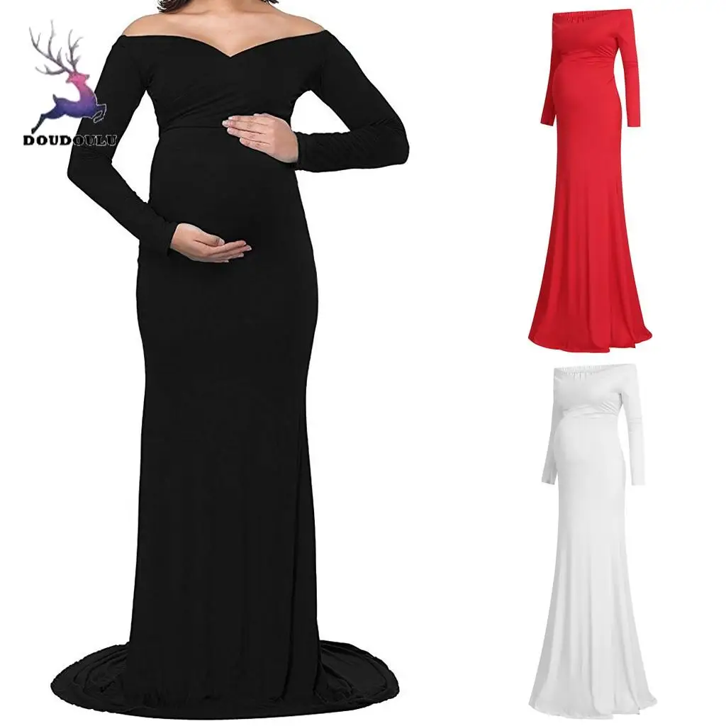 Женское платье для беременных длинное в пол мам вечерние платья с длинными