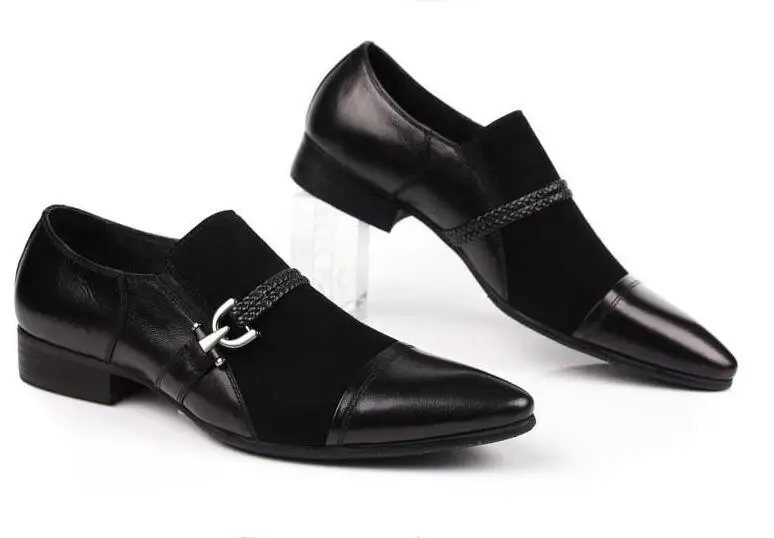 Men's Genuine Leather Dress Shoes fashion Buckle drawstring Patchwork design Flats Pointed-Toe Slip-On Height Increasing Shoes
Men's Genuine Leather Dress Shoes fashion Buckle drawstring Patchwork design Flats Pointed-Toe Slip-On Height Increasing Shoes