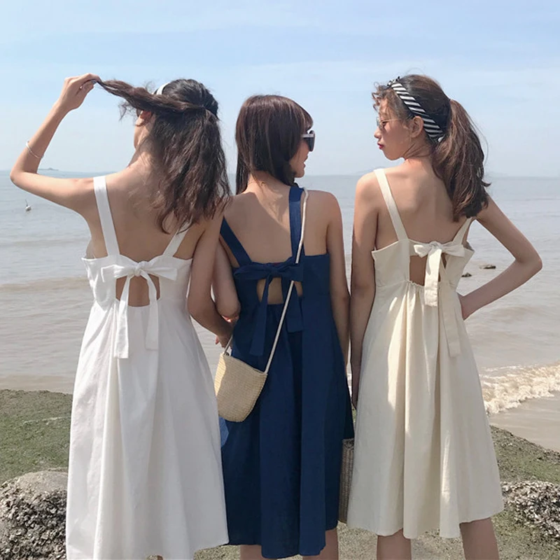 Summer new women's Korean version of fresh and loose sweet bow Long Spaghetti Strap casual sexy Dress
Summer new women's Korean version of fresh and loose sweet bow Long Spaghetti Strap casual sexy Dress