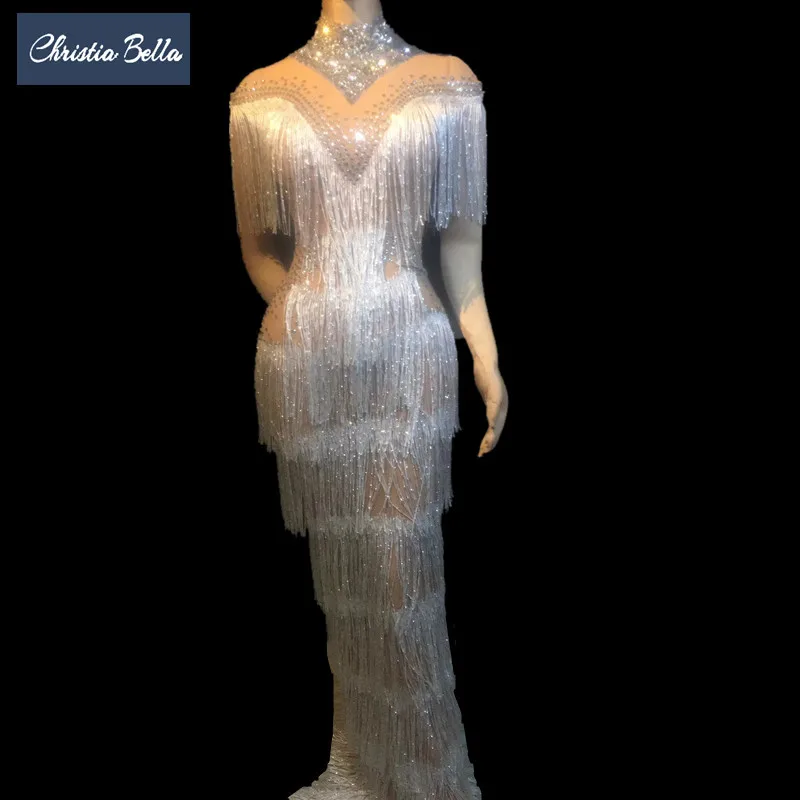 Christia Bella Sexy Tassels Crystal Bodycon Dress Women Singer DJ Costumes Party Celebration One Piece Dress Performance Wear
Christia Bella Sexy Tassels Crystal Bodycon Dress Women Singer DJ Costumes Party Celebration One Piece Dress Performance Wear