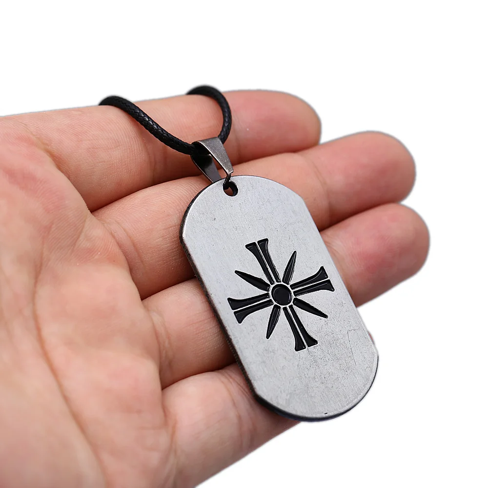 Игра Farcry 5 брелок кулон ожерелье украшенная металлическими крестами Dog Tag кожаный