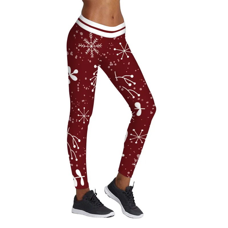 New Women Christmas Series Pants Fitness Sport Leggings 3D Print Snowflake Slim Running Sportswear Quick Dry Train Trousers | Спорт и
