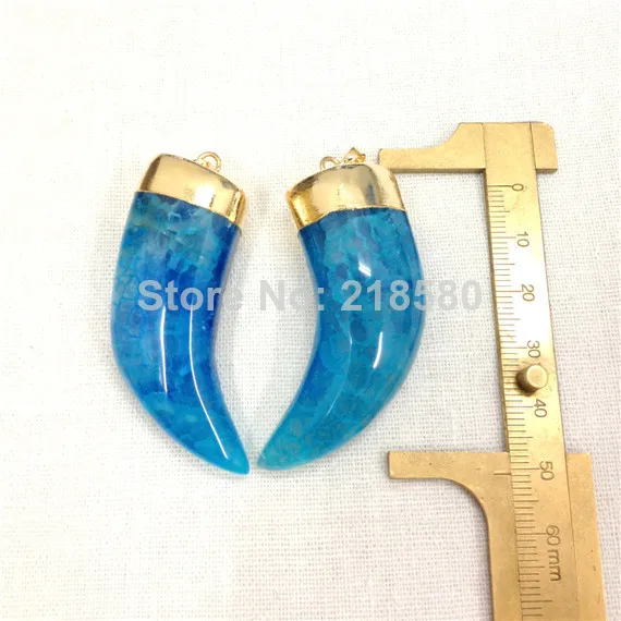 H-SP38 Large Blue Dragon Agat Horn Tusk Pendant Charm with 24k Gold or Silver Cap
H-SP38 Large Blue Dragon Agat Horn Tusk Pendant Charm with 24k Gold or Silver Cap