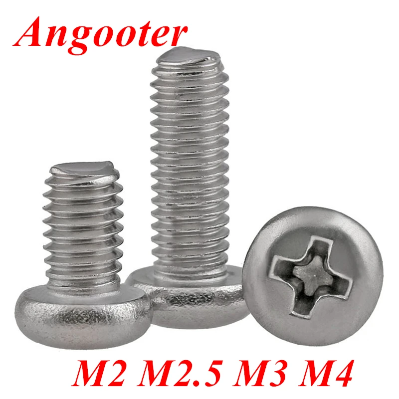 50pcs M2 M2.5 M3 M4 304 Stainless steel Phillips Cross Recessed Pan Head Screws Round Head Electrinic small PM Screws
50pcs M2 M2.5 M3 M4 304 Stainless steel Phillips Cross Recessed Pan Head Screws Round Head Electrinic small PM Screws