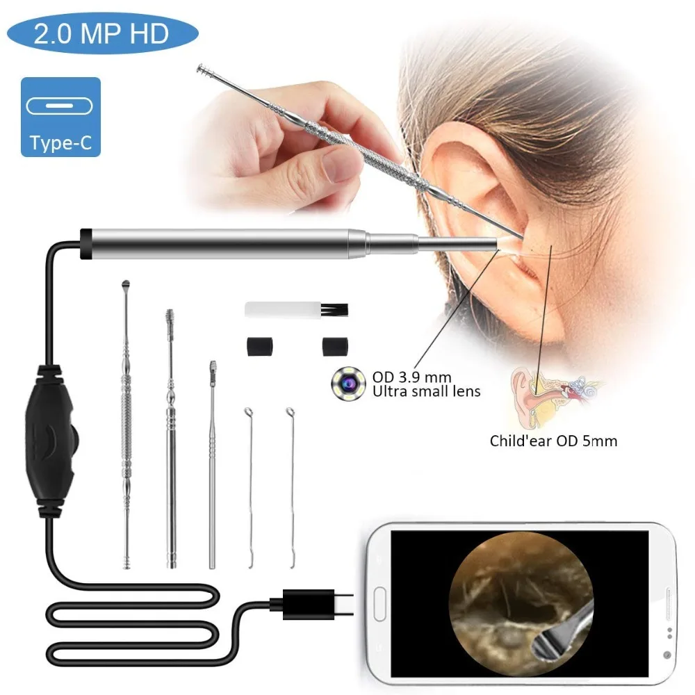 New Otoscope 3.9mm Lens Android Endoscope Camera Visual Ear Spoon For Healthy Skin Pore Enlargement Examination Endoscope
New Otoscope 3.9mm Lens Android Endoscope Camera Visual Ear Spoon For Healthy Skin Pore Enlargement Examination Endoscope