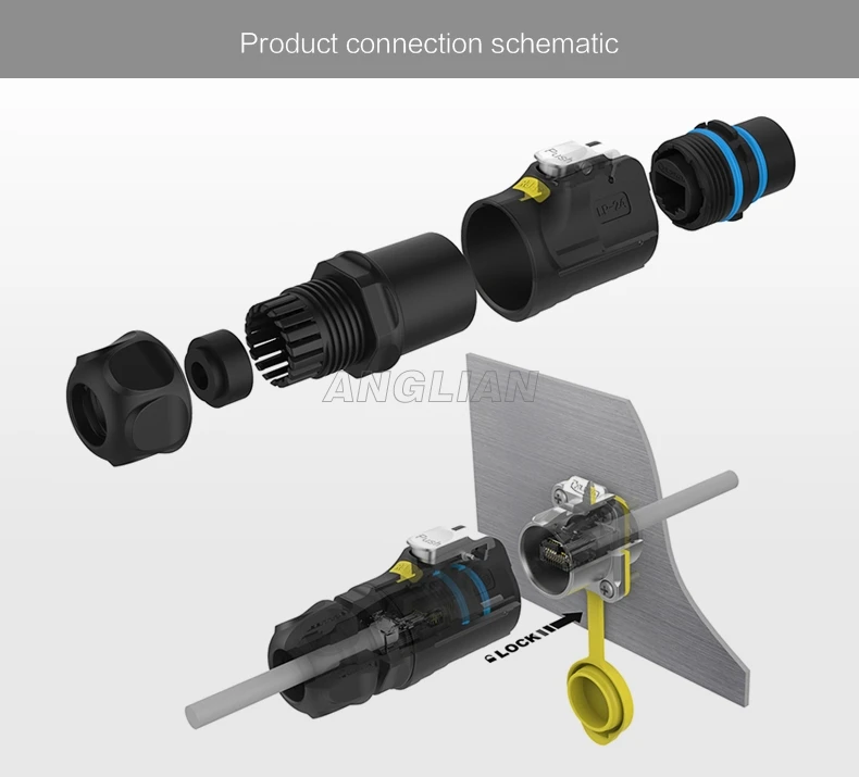 Assembly RJ45 Connector CAT5E Female socket with Cover Waterproof RJ45 plug Cable Connector Cnlinko screw lock 10 units
Assembly RJ45 Connector CAT5E Female socket with Cover Waterproof RJ45 plug Cable Connector Cnlinko screw lock 10 units