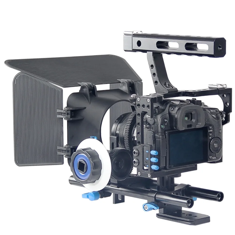 Professional Handle DSLR Rig Camera Video Cage Kit Stabilizer+Follow Focus+Matte Box For Sony A7S A7 A7R A7RII A7SII GH4
Professional Handle DSLR Rig Camera Video Cage Kit Stabilizer+Follow Focus+Matte Box For Sony A7S A7 A7R A7RII A7SII GH4